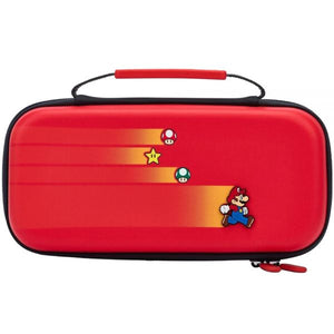 BULTO PROTECTOR ROJO MARIO ESTRELLA Y HONGUITOS CORRIENDO POWERA (NSW OLED)
