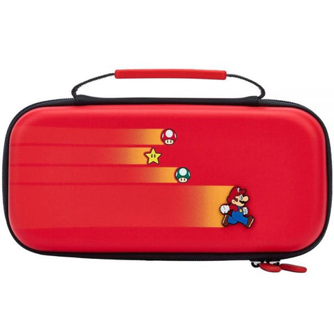 BULTO PROTECTOR ROJO MARIO ESTRELLA Y HONGUITOS CORRIENDO POWERA (NSW OLED)
