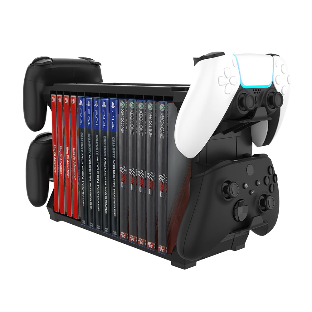 ORGANIZADOR GAMING HORIZONTAL NEGRO PARA CONTROLES Y JUEGOS TIDEAL