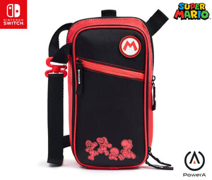 BULTO PROTECTOR TIPO CARTERA MARIO Y AMIGOS ROJO CON NEGRO POWERA (NSW)